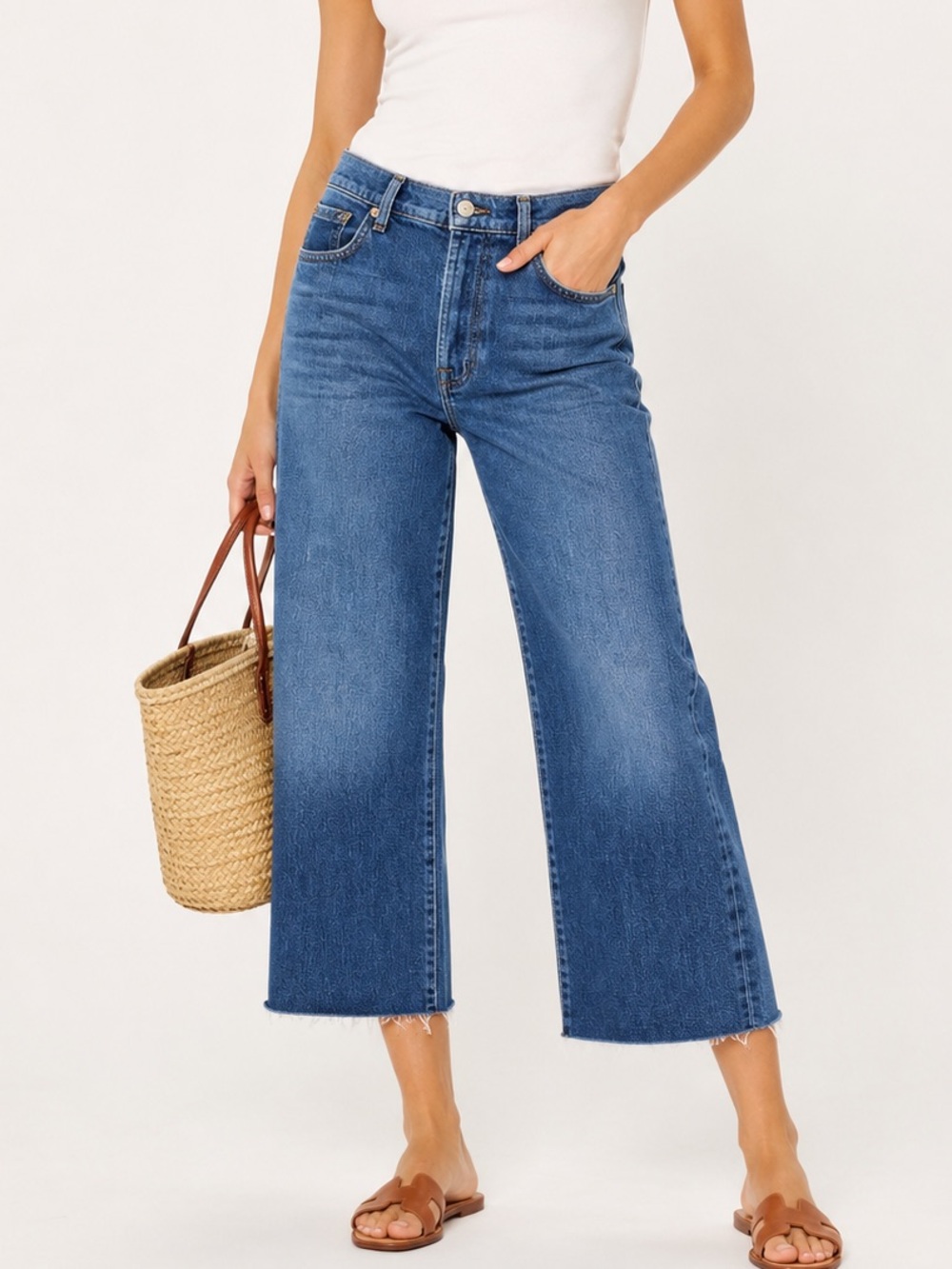 7 For All Mankind Cropped Alexa Raw Hem Ankle Crop Size 23 Jeans 26” Inseam